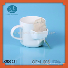 Mug with biscuit pocket,mug with tea bag holder/pocket mug,ceramic tea mug with tea bag holder